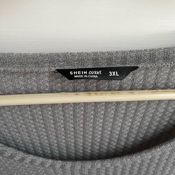 Shein Waffle Knit Color Block Drop Shoulder Pullover 3XL - Picture 5 of 5